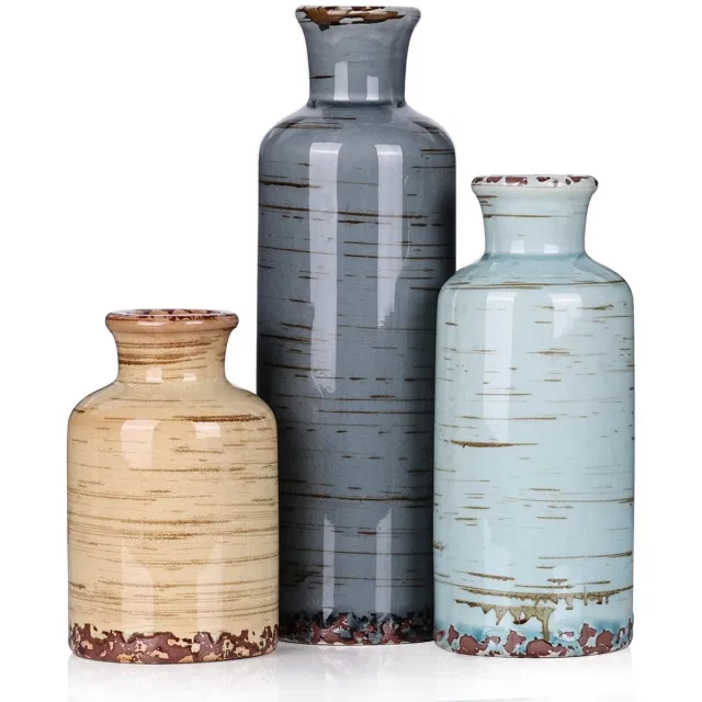 Imperatoris Keramische Vaas Set – Decoratieve Vazen voor Interieur en Woondecoratie – 3 stuks Blue