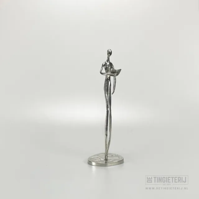 De tingieterij Sculptuur ''Zanger(es)'' - Modern sculptuur - Beeldje zangeres - Beeldje zanger - Jubileum zangkoor - Geschenk kerkkoor - Bedankt muziek Zilver