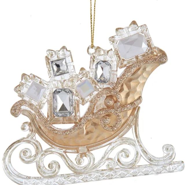 Kurt S. Adler Plas Gold Sleigh Gifts Ornament 3,7 inch kersthanger Kurt S. Adler multi