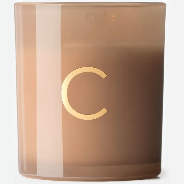 HEMA Kaars in glas ⌀8x9cm letter C (taupe)