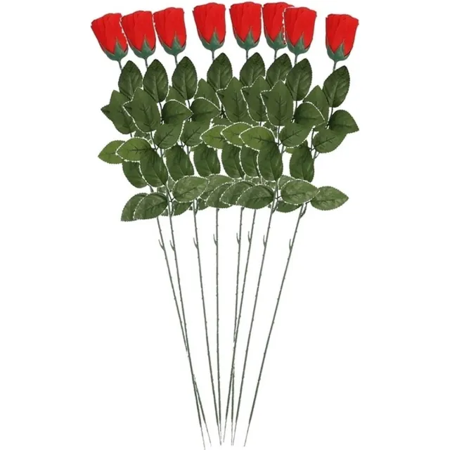 Shoppartners 8x Rode Rosa/roos kunstbloem 60 cm - Kunstrozen - Kunstbloemen boeketten rozen rood