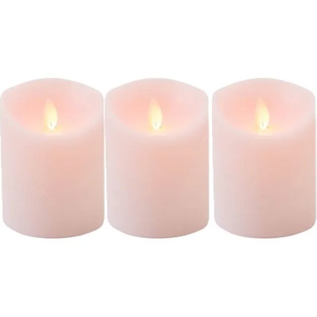 Anna's Collection 3x Roze LED kaars / stompkaars 10 cm - Luxe kaarsen op batterijen met bewegende vlam
