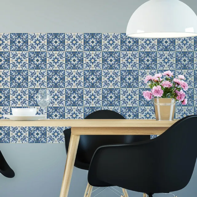 Ambiance Sticker Zelfklevende tegelmuurstickers voor keuken en badkamer - 60 Azulejos Zena cementtegelstickers - 60 stickers 15x15cm Multi color