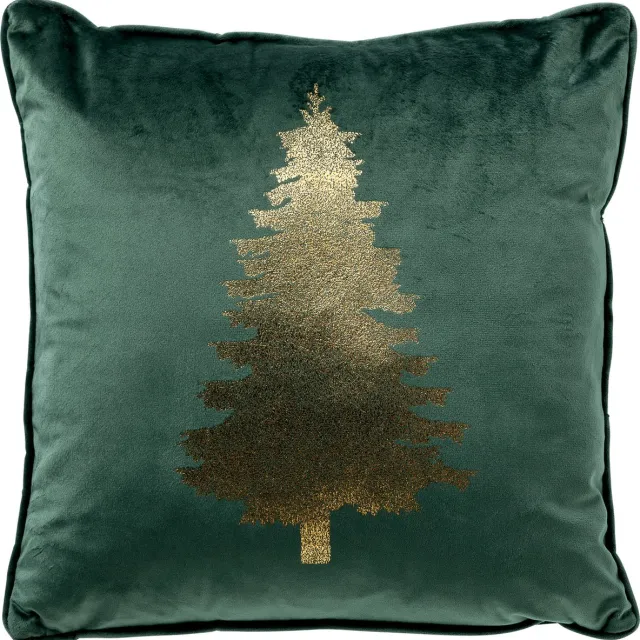 Textino TREE - kussenhoes 45x45 cm - kerst - fluweel - Mountain View - groen Donkergroen
