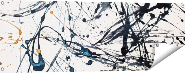 Gards Tuinposter Abstracte Kunst van Zwarte Verf - 120x40 cm - Tuindoek - Tuindecoratie - Wanddecoratie buiten - Tuinschilderij Multikleur