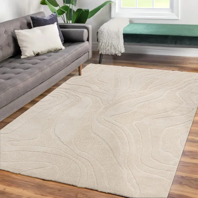 TT Home Woonkamertapijt eetkamer kortpolig Japandi Scandinavisch Boho Abstract Uni 3D 80 x 150 cm Rechthoek 80 x 150 cm Rechthoek beige