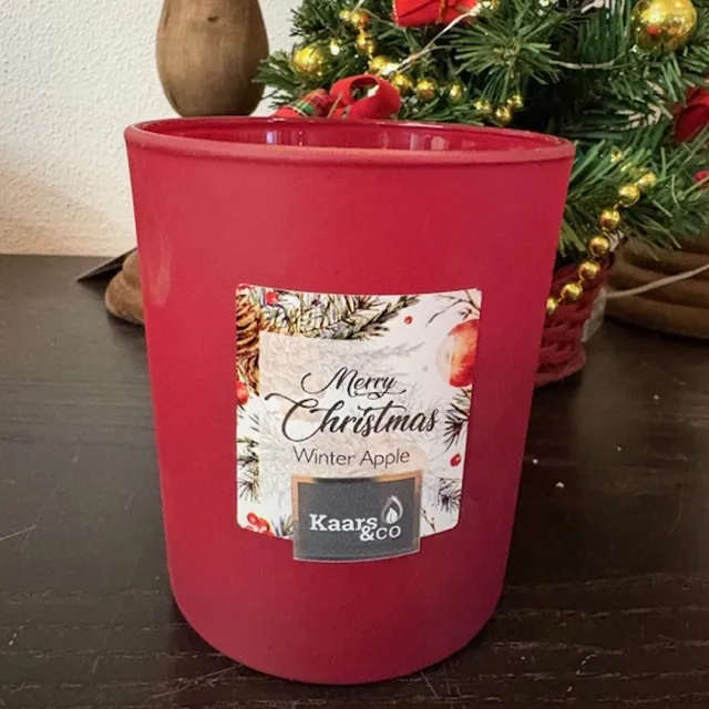 Kaars & Co Geurkaars in glas kerst winter apple rood