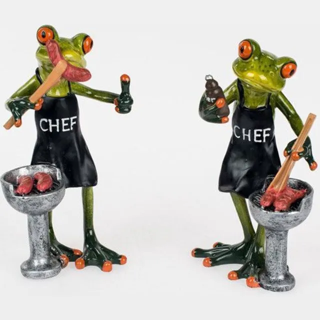 Rawa Geschenken Kikker beeld bbq vrienden set van 2 groen