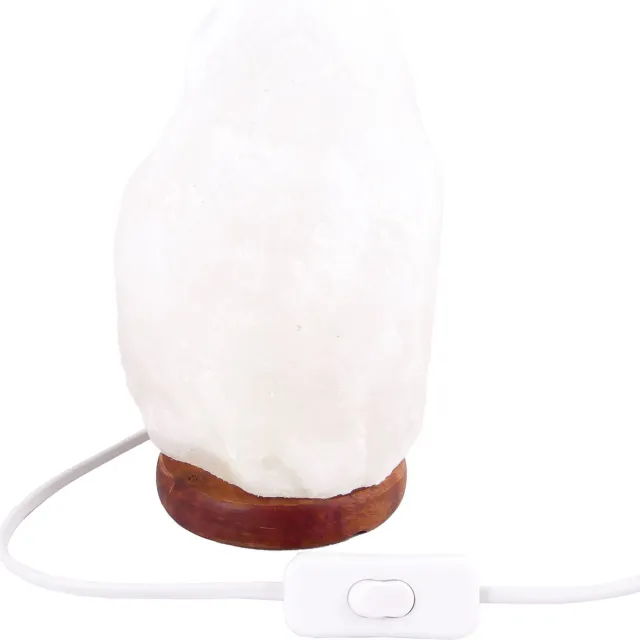LalaShops Zoutlamp Wit 2,5 tot 3,5 kg - Witte Zoutsteen Lamp van zout uit Dode Zee - ca.19,5x13cm