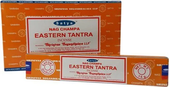 Satya Nag Champa Eastern Tantra wierookstokjes - doos met 12 pakjes van 15 gram Oranje