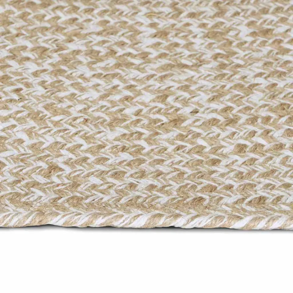 vidaXL Gebied Tapijt Natuurlijk en Wit 80 x 200 cm Jute, foto 4