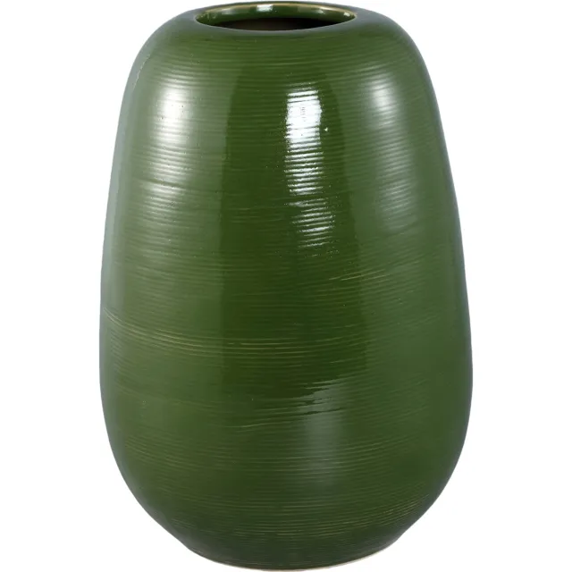 PTMD Mavric Moss Green Ceramic Vase Fine Line Round Groen