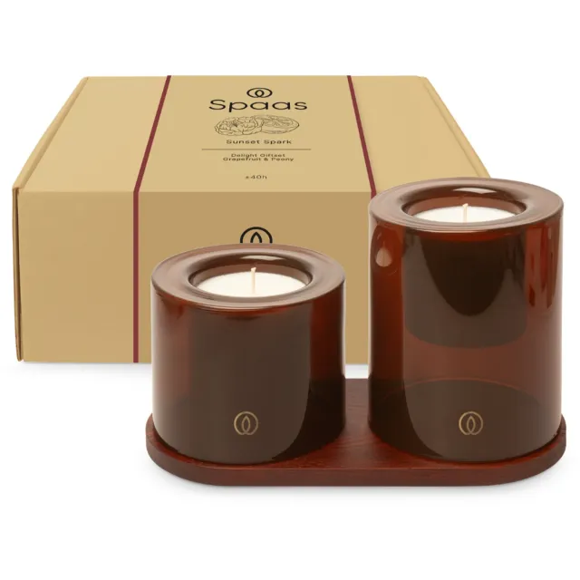 Spaas Delight Geurkaarsen Geschenkset - Premium Giftset - Pompelmoes en Pioenrozen - Sunset Spark - circa 40u Ivoor