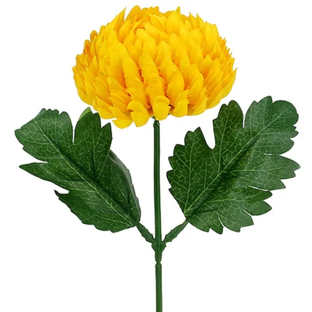 Viana Chrysanthemum gele zijden bloemen Ø7cm L18cm 4 stuks geel