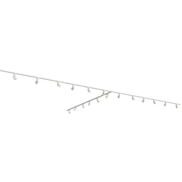 HOFTRONIC railverlichting pakket T-vorm – 6 meter – 18x GU10 railspots – 2700K warm wit – dimbaar – aluminium wit – IP20 – modulair – 230V – railverlichting woonkamer keuken