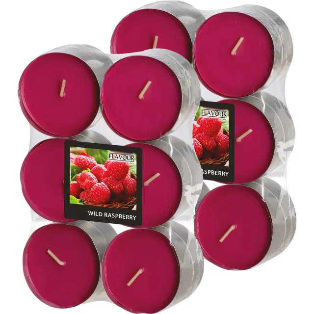 Conpax Candles Geur theelichtjes/waxinelichtjes - Maxi - 24x - Wild Raspberry aroma - 8 branduren Fuchsia
