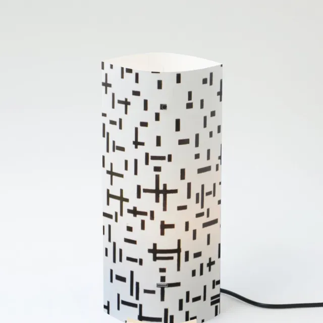 Packlamp Tafellamp normaal - Compositie in lijn, tweede staat - Mondriaan - 30 cm hoog - ø12cm - Inclusief Led lamp Zwart