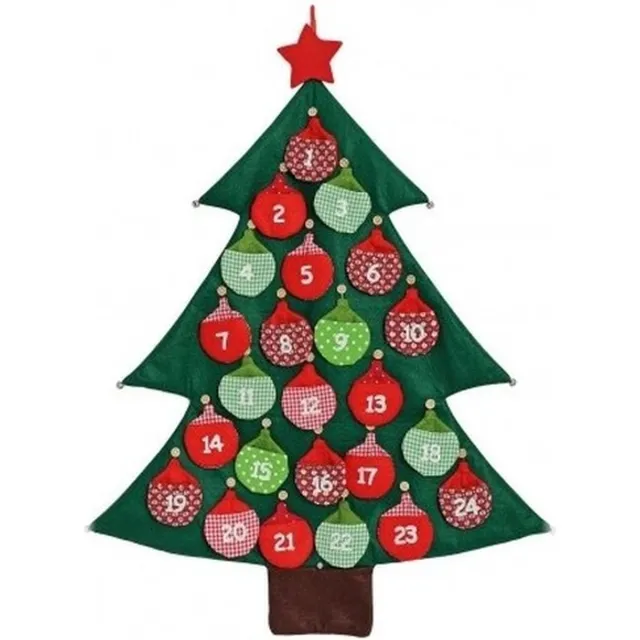 G. Wurm Kerst adventskalender - vilt - 95 cm - Advent kalender kerstboom Bruin