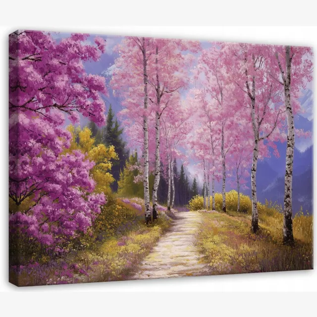 WALLARENA Schilderij op canvas - 60x40 cm - Beeld van een berkenbos natuur landschap - Geschikt voor slaapkamer en woonkamer Veelkleurig