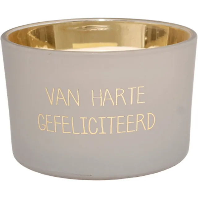My Flame Kaars Glazen Cup Van harte Gefeliciteerd taupe