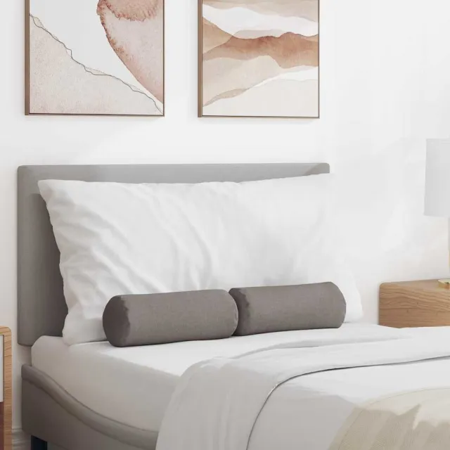 vidaXL Bolster Kussens 2 st Stof Taupe Dia. 15 x 40 cm