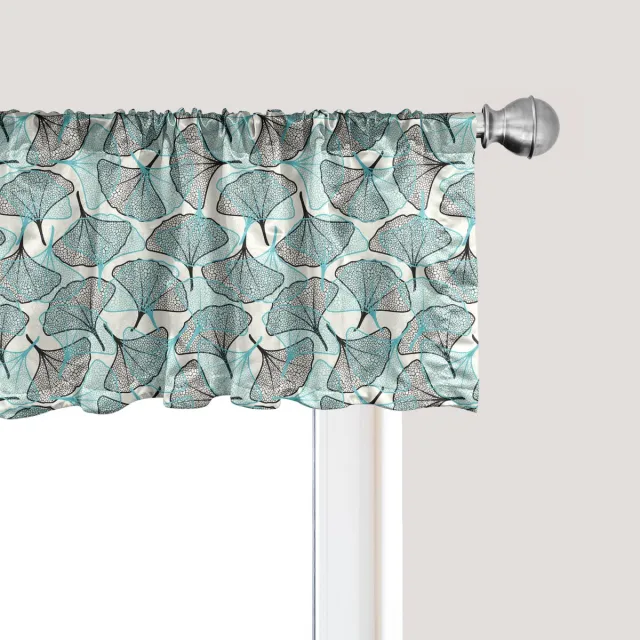 ABAKUHAUS Botanische raamvalance, gordijnvalance voor keuken en slaapkamer met tunnelzoom, 137 cm x 30 cm, turquoise eierschaalkleur Turkooizen eierschaal