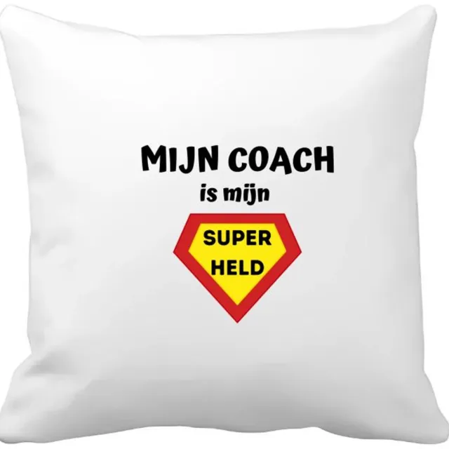 Akyol mijn coach is mijn superheld Kussen hoes - Coach - super coach - sport - verjaardag - cadeautje voor coach - coach artikelen - kado - geschenk - 40 bij 40 cm Multicolor