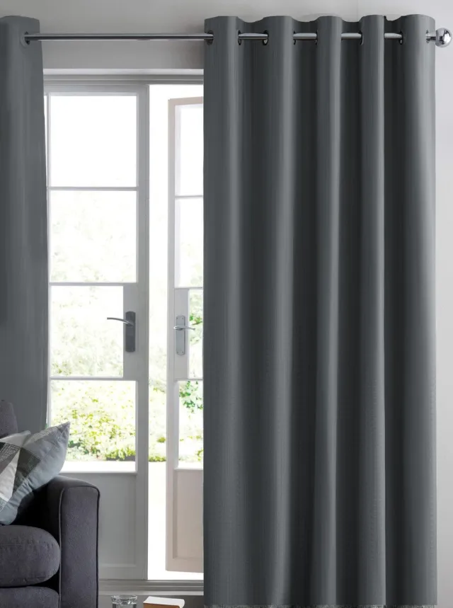 maroyathome RUBEN - Gordijn - Verduisterend - met Ringen - kant en klaar - 144 x 180 cm - 144 cm breedte en 180 cm lengte - Donker Olifant Grijs - 1 Stuk