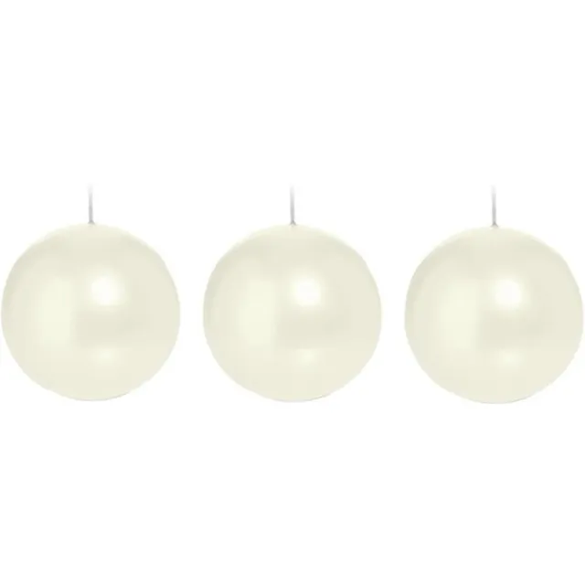 Trend Candles Bolkaars glad - 3x - parelmoer - 8 cm - 25 branduren - ronde kaarsen Wit