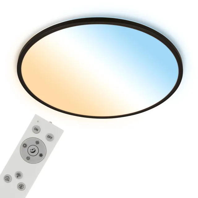 Briloner Slim - LED Plafondlamp - CCT plafonniere - dimbaar - met afstandsbediening - zwart - Ø58cm
