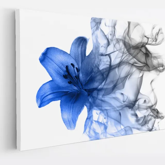 Saammp Canvas Schilderij - Blauwe bloem - Natuur - 50x40 - Foto op canvas - Wanddecoratie - Muurdecoratie Woonkamer - Kantoor Decoratie Multicolor
