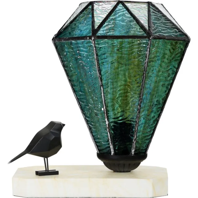 Coloured by Art Tiffany tafellamp / sculptuur Ballade van een Vogel Arata Green - Art Deco Trade Groen