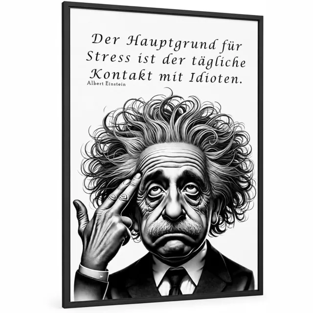 Clean Sports Albert Einstein Poster "Idioten" DIN A2 - Grappige Kantoor Decoratie