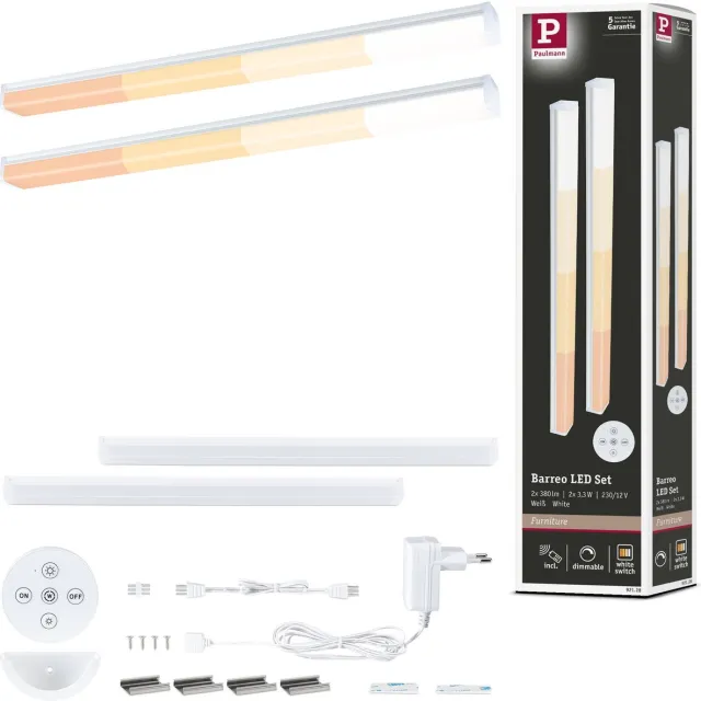 Paulmann LED-onderkastverlichting Barreo 2x3,3W 300x22 mm 2x300lm 230/24V Wit