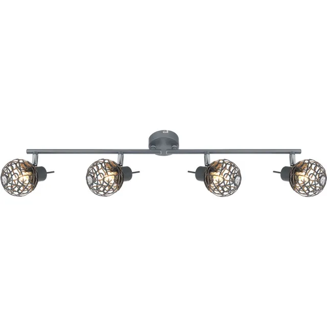 Globo Lighting Praktische plafondlamp, grijs, bolvormig, grof aluminiumvlechtwerk, kristal - MOSA