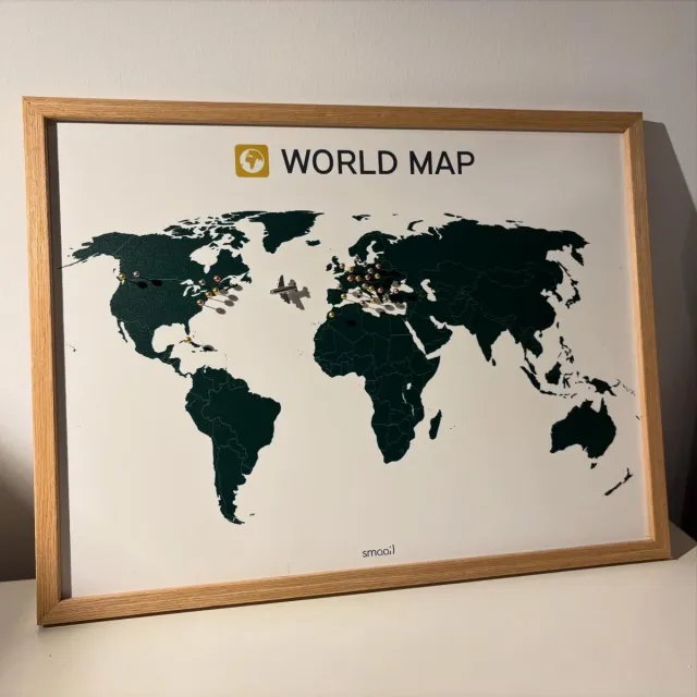Smaail Poster - pin Worldmap - 40x30 cm Wit
