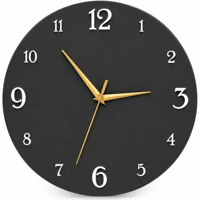 SWGOTA Wandklok 30 cm van gehard glas - stil uurwerk, donkergrijze wijzerplaat met witte cijfers en goudkleurige wijzers Donkergrijs