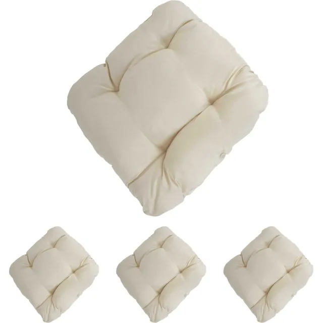 MCW Set van 4 zitkussens Dublin, stoelkussens 41x38x8cm ~ crème