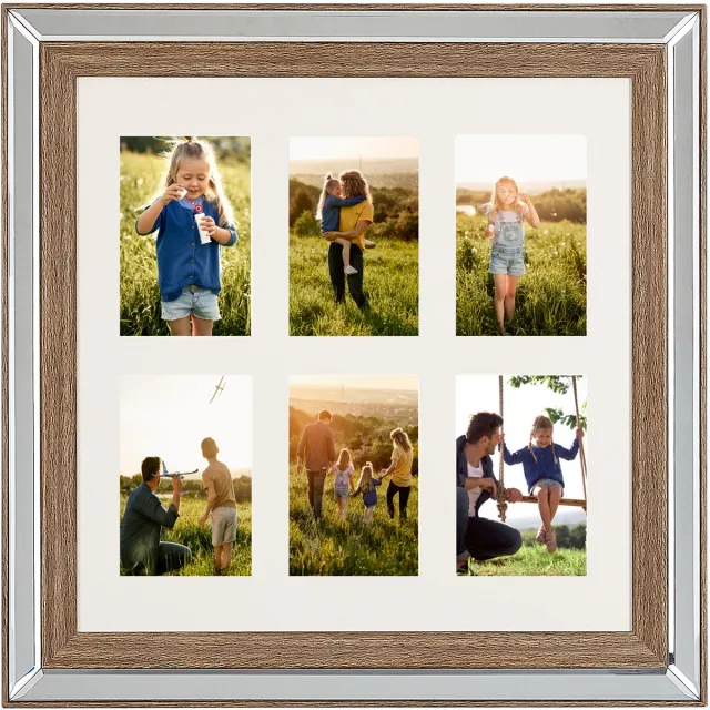 Beliani SINTA - Fotolijst Voor 6 - Zilver - Staand, Liggend - 50 cm - Glas