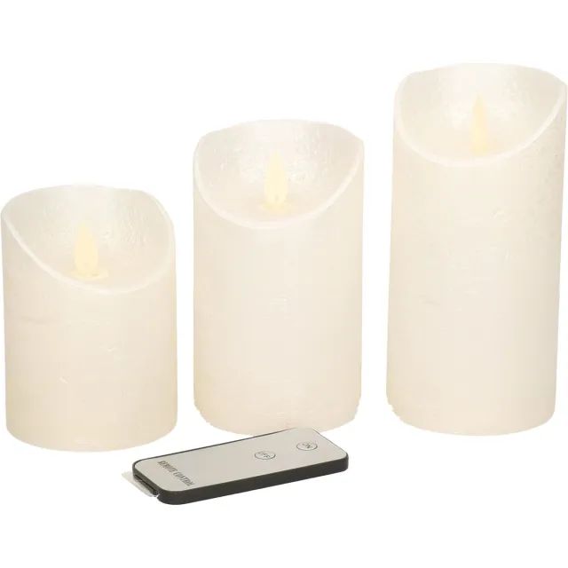 Anna's Collection Stompkaarsen - 3x st - creme/parel wit - LED kaarsen - afstandsbediening