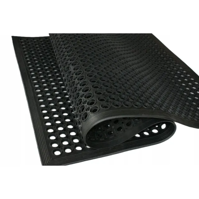 Edo Robuuste Rubberen Deurmat 80x120 cm met Opritten - Buiten Zwart