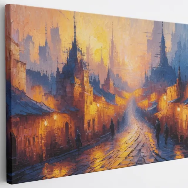 Saammp Canvas Schilderij - Stad - Abstract - 60x40 - Foto op canvas - Wanddecoratie - Muurdecoratie Woonkamer - Slaapkamer decoratie - Canvas Print Multicolor