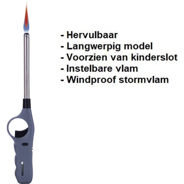 nosa Turboflame gasaansteker met windproof vlam - Ideaal voor Kaarsen, BBQ en waxinelichtjes Leverbaar in blauw, wit, zwart en grijs