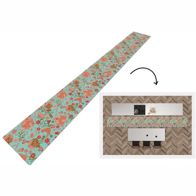KitchenYeah Keukenloper - Keukenmat - Peperkoekhuisje - Bloemen - Katten - Sneeuwvlok - Patronen - 400x50 cm - Keuken vloerkleed Multicolor