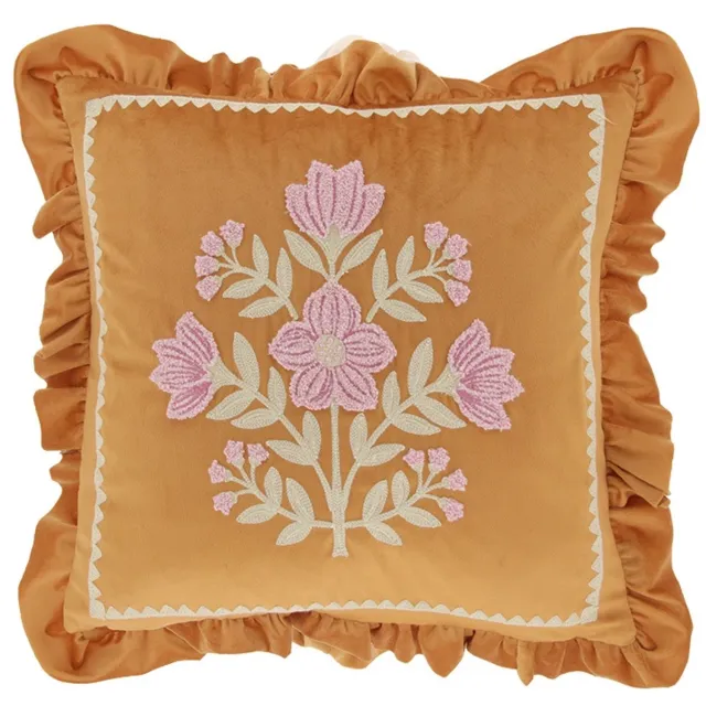 Unique Living Sierkussen Lola - orange flame - 45x45cm Oranje