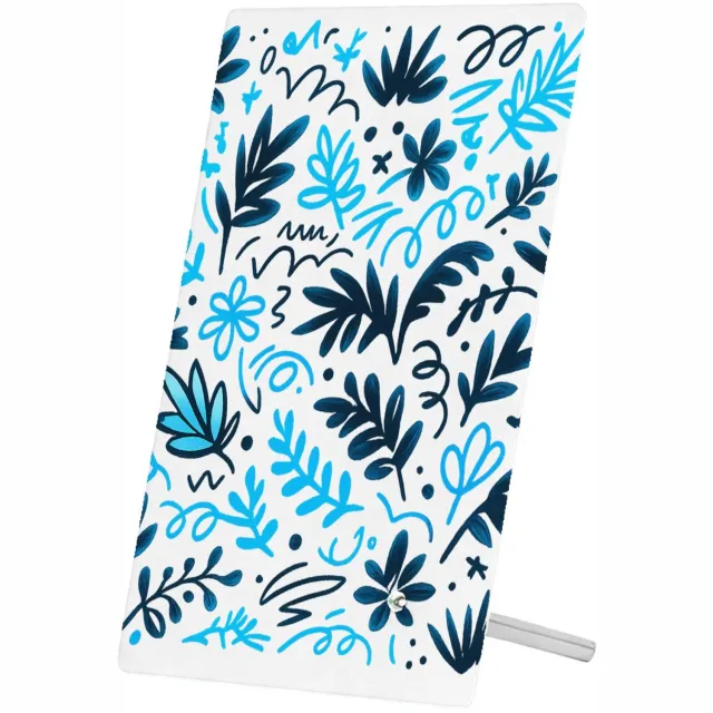 Mr Cadeautjes Glasframe 11 x 16 - design Neonlijn-patroon met botanische vormen op zwart | cadeau Wit