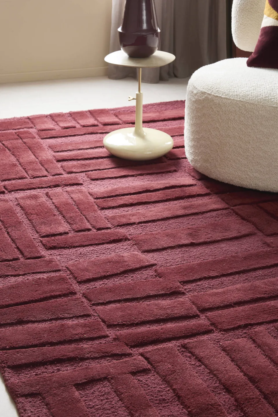 Studio LIVIT Velabu wol vloerkleed burgundy, foto 3