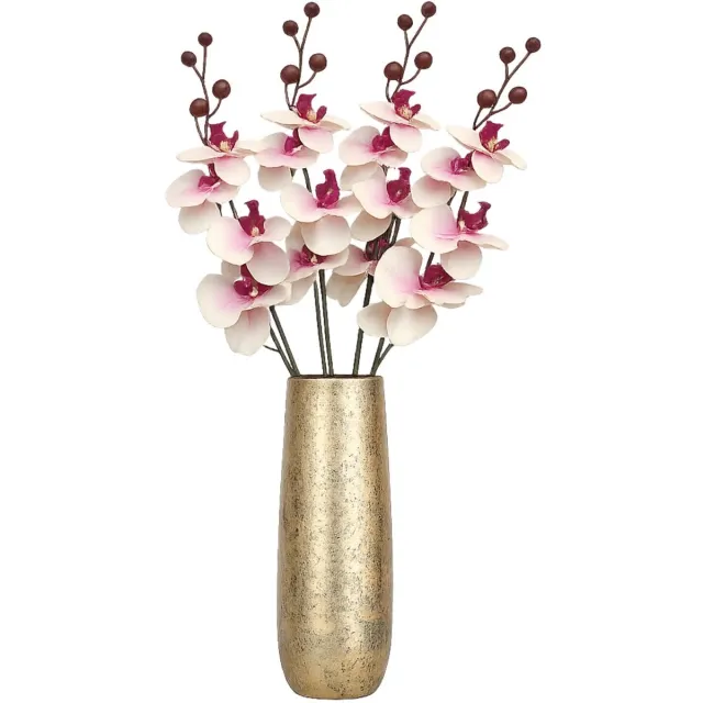 Bellatio Design Kunstbloem Orchidee Milan - 5x - wit/roze - 78 cm - losse steel - kunst zijdebloemen - Phalaenopsis Lichtroze