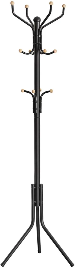 Unyqoos Kledingstandaard met Strakke Lijnen en Ruime Opbergruimte voor Jassen en Accessoires, Hoogte 182 cm zwart