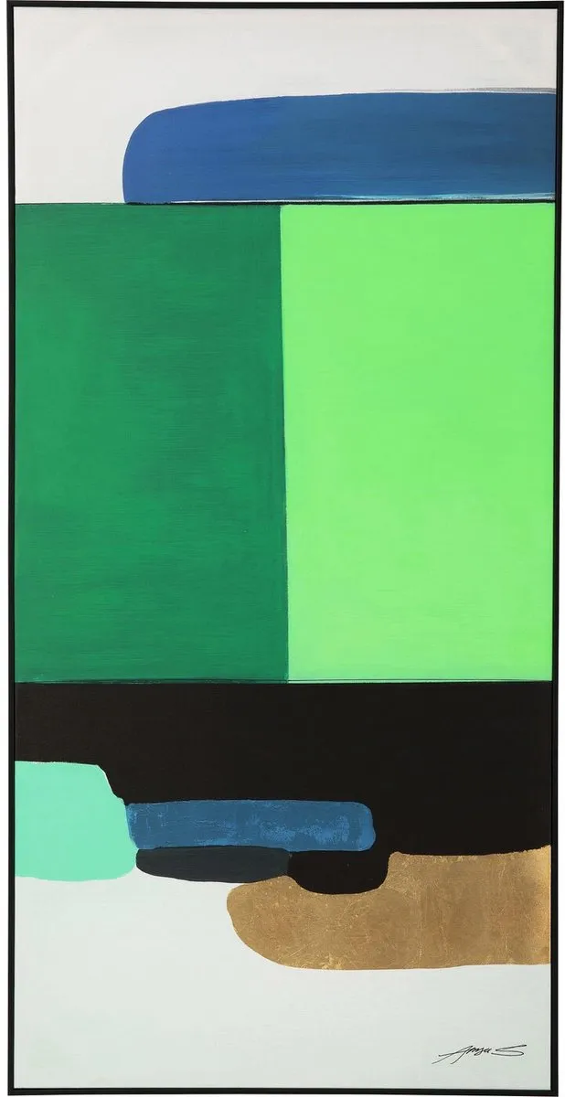 Kare Schilderij Abstract Shapes Green 73x143cm Multicolor
